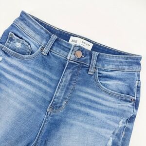 BKE Denim Womens Blue Distressed High Rise Mom Jeans Size 24